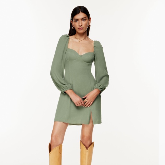 *SOLD* aritzia wilfred novella dress in bitter sage - Picture 3 of 4